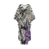 Time Foliage Purple Silk Kaftan