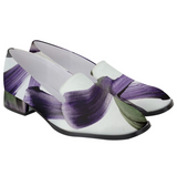 PURPLE POEM SATIN LOAFERS